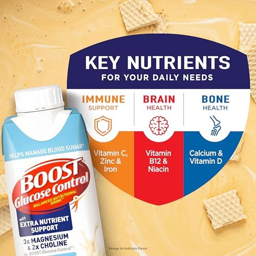 BOOST Glucose Control vanilla protein drink in an 8 fl oz bottle, ready-to-drink nutritional beverage with a smooth vanilla flavor.
