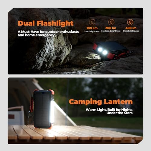 BLAVOR Solar Power Bank 20000mAh with wireless charging for phones and Apple Watch, portable satellite internet kit, outdoor use