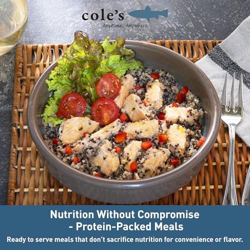 Cole's Open & Eat Meals variety pack featuring smoked salmon, trout, quinoa, and vegetables in ready-to-eat, high-protein cans.