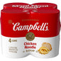 Four 10.75 oz cans of Campbell’s Condensed Chicken Noodle Soup, packaged in a clear plastic wrap, showing the labels on each can.
