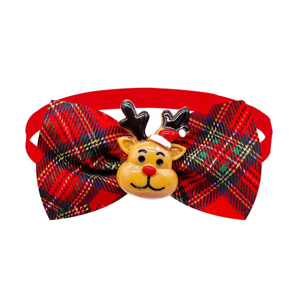 Plaid pattern pet bow tie accessory for cats and dogs, shown in a classic checked design