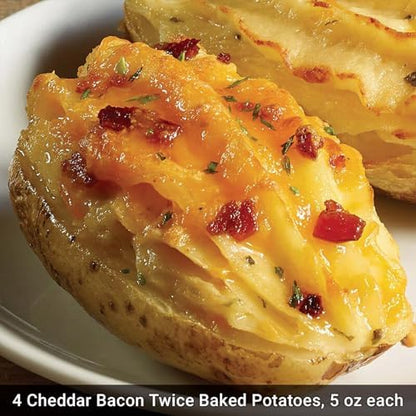 Kansas City Steak Company grill meat bundle featuring 4 top sirloin steaks, 4 boneless chicken breasts, and 4 twice baked potatoes