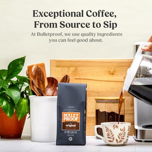 Three 12 oz packages of Bulletproof Original Medium Roast Ground Coffee, fresh ground in sealed bags.