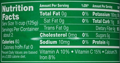 Canned Del Monte sweet peas in 8.5-ounce cans with no salt added, stacked in a pack of 12, showing vibrant green peas inside.