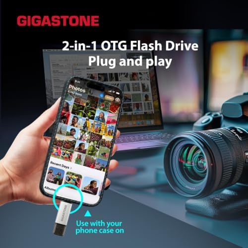 Gigastone 64GB dual USB flash drive 10-pack with USB Type-C and Type-A, high-speed thumb drives with head cap design.