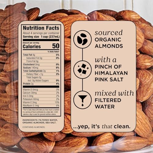 Mooala Organic Simple Almondmilk single serve carton, unsweetened dairy-free almond milk with 3 ingredients, on-the-go 12-pack