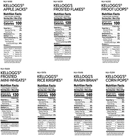 Assorted Kellogg's cold breakfast cereals in colorful boxes, bulk variety pack with multiple flavors for kids and family.