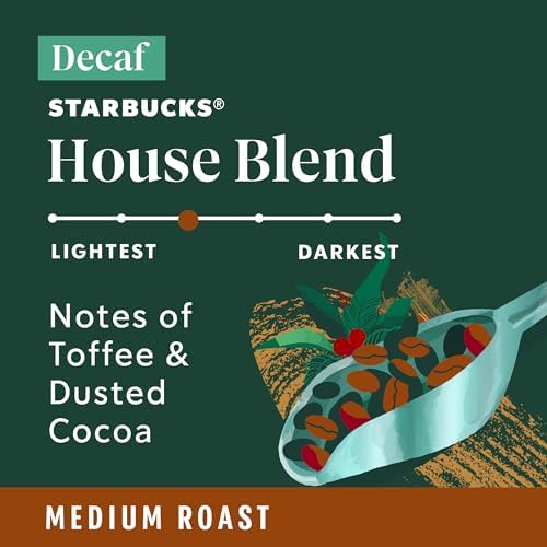 Starbucks Decaf House Blend K-Cup coffee pods, medium roast, 40 count, single-serve coffee pods for Keurig brewers