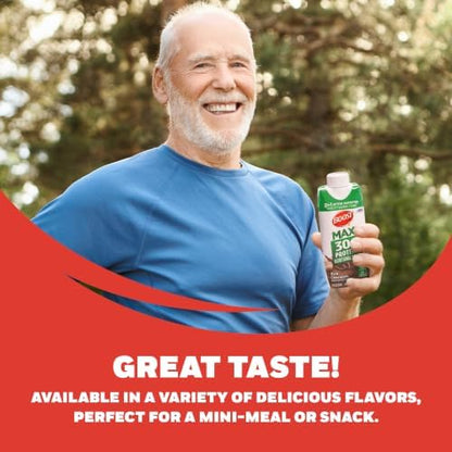 BOOST MAX Ready to Drink Protein Shake in vanilla flavor, 11 fl oz bottle, pack of 18, creamy vanilla beverage for nutrition