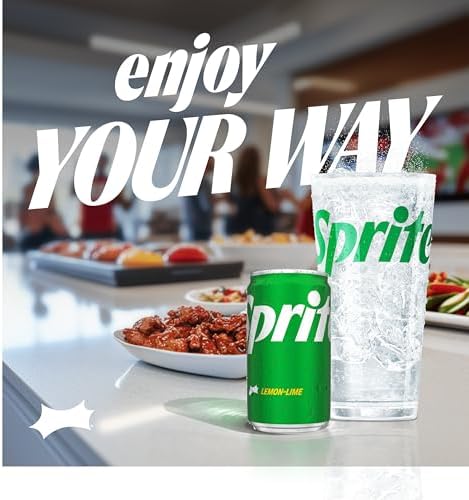 Ten 7.5 fl oz Sprite Lemon-Lime Soda mini cans, refreshing citrus soft drinks in a pack, with bright label designs.
