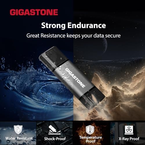 Gigastone 128GB dual USB flash drive 2-pack with USB-C and USB-A connectors, cap design, fast transfer speeds up to 100MB/s for smartphones and PCs