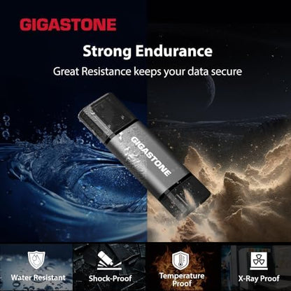 Gigastone 128GB dual USB flash drive 2-pack with USB-C and USB-A connectors, cap design, fast transfer speeds up to 100MB/s for smartphones and PCs