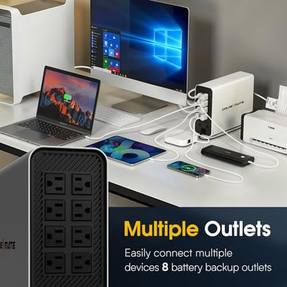 GOLDENMATE 1000VA lithium UPS battery backup and surge protector in white, showing the compact power supply unit.