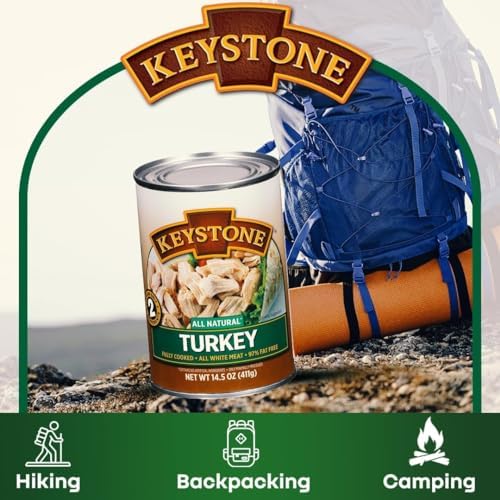 Keystone canned meat variety pack with beef, chicken, turkey, and pork in 14.5 oz cans, ideal for pantry and emergency use.