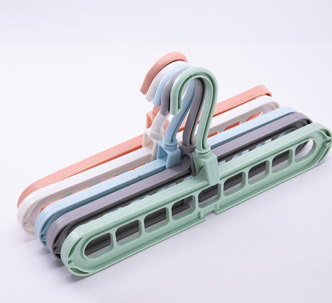 9-hole clothes hanger organizer, space-saving hanger in durable white plastic