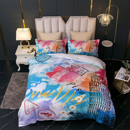 Landscape 3D printing three-piece bedding set by My Store with scenic design and textured fabric pattern