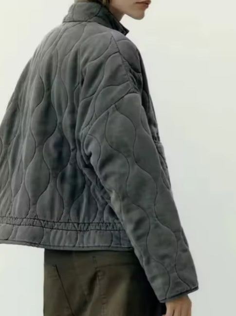 Women's diamond-quilted cotton jacket in a new arrival style, shown from the front