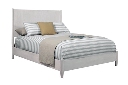 Gray solid wood king bed with a sleek design, featuring a sturdy manufactured wood frame and modern aesthetic.