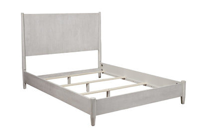 Gray solid wood and manufactured wood king bed from BACKUPMYFILESNOW® with a sleek, modern design and sturdy construction.