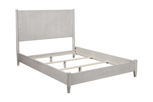 Gray solid wood and manufactured wood king bed from BACKUPMYFILESNOW® with a sleek, modern design and sturdy construction.