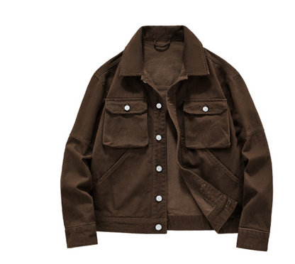 Men's Denim Jacket - Casual Multi-Pocket Windproof Coat