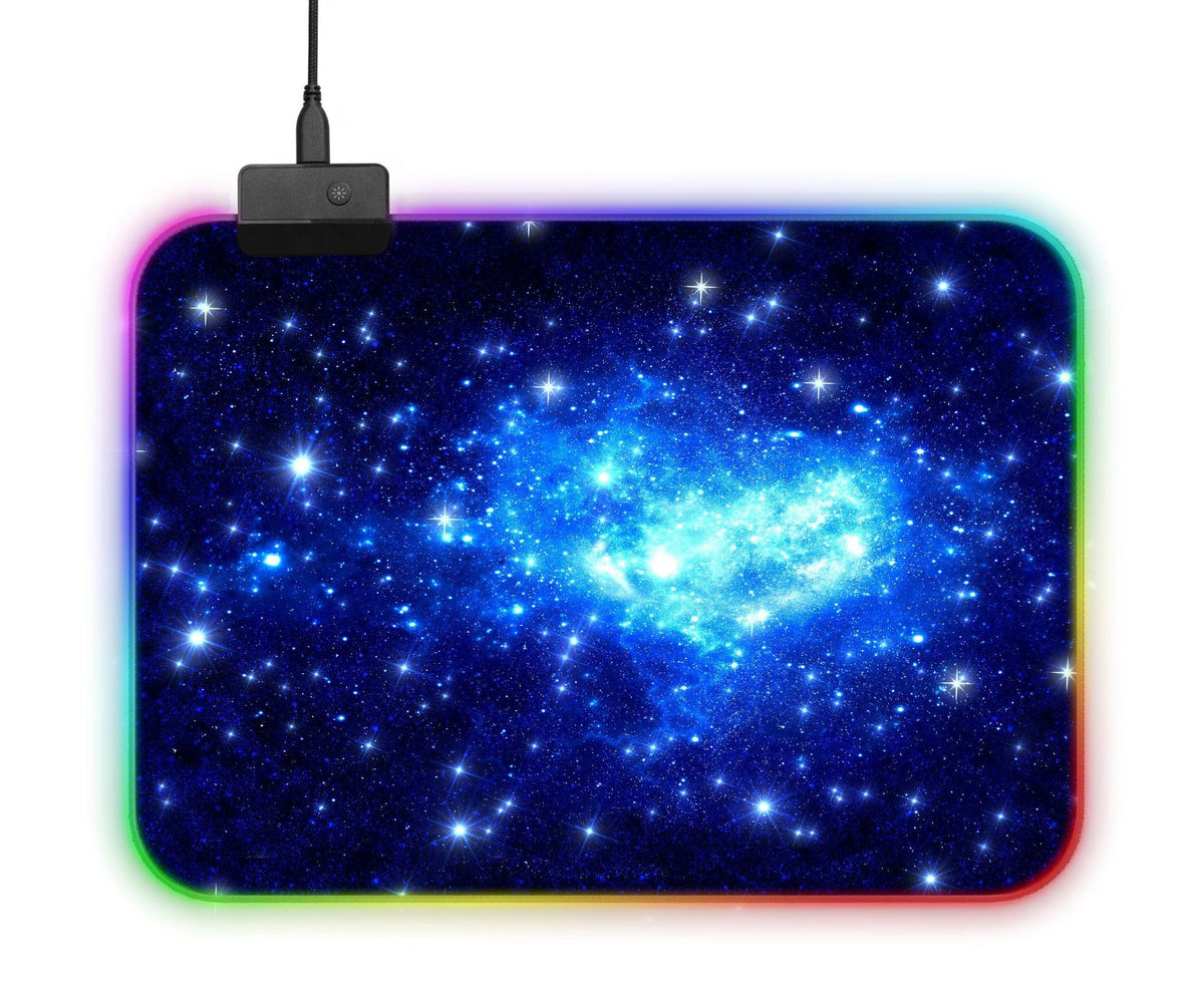 Black gaming mouse pad with smooth surface and stitched edges