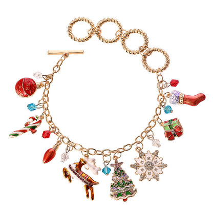 Halloween bracelet with festive orange and black beads and themed charms, close-up view