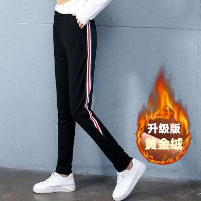 autumn and winter new style, cashmere and thick sports trousers, women's casual pants