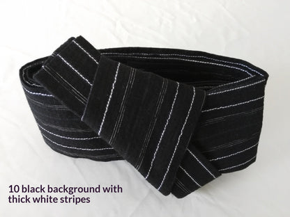 Japanese-style cotton kimono yukata pre-tied waist belt in a traditional obi design