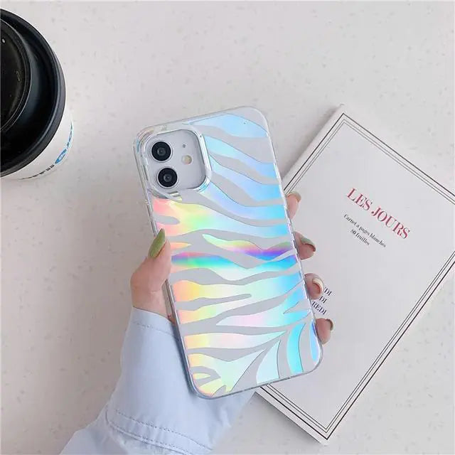 Fashion Laser Leopard Zebra Pattern Soft Case for iPhone