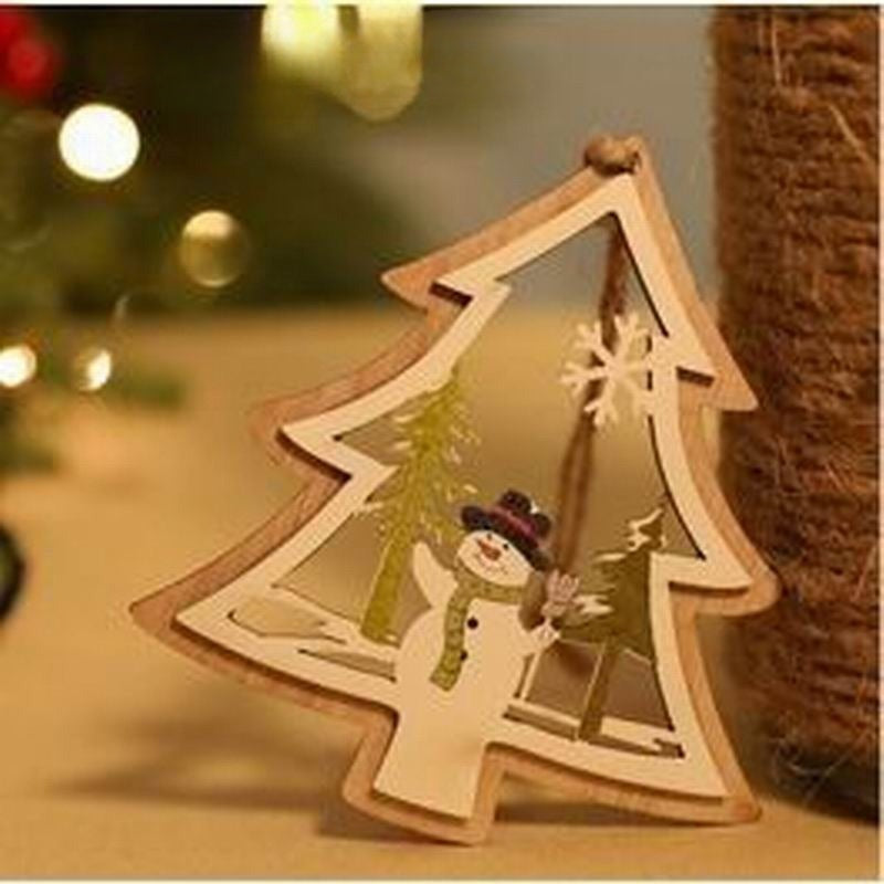 Christmas wooden cabin pendants featuring rustic holiday house designs for tree or home decoration