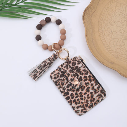 Silicone bead bracelet weaving pattern card holder coin purse in a compact colorful design