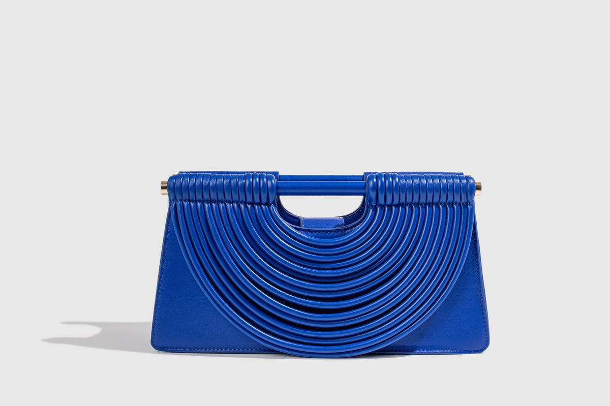 Handcrafted knotted woven noodle-shaped tote bag in a textured woven design
