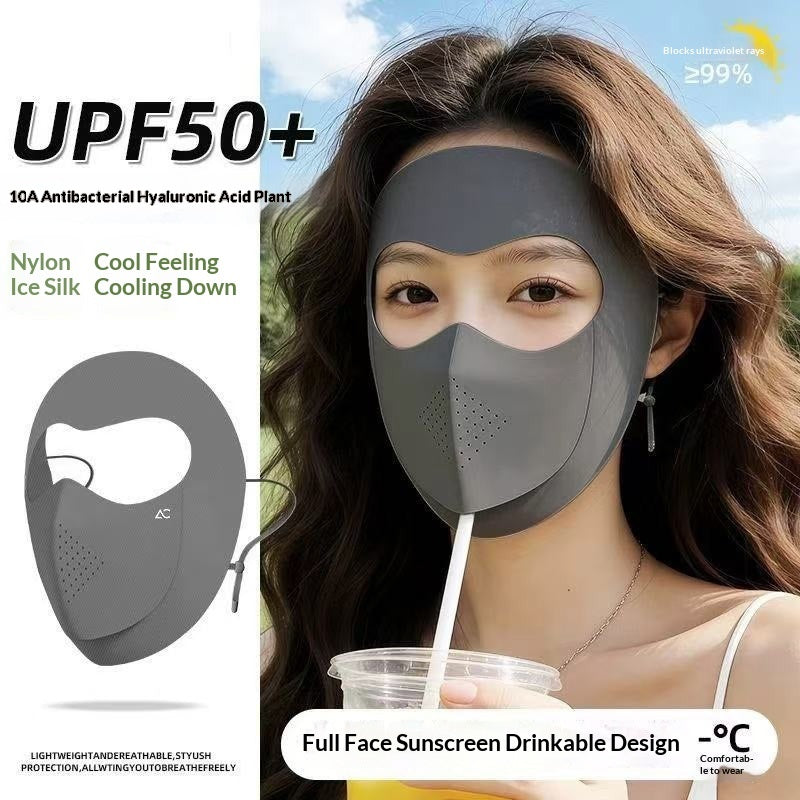 Full-face sunscreen mask for girls by My Store, covering face and neck for sun protection