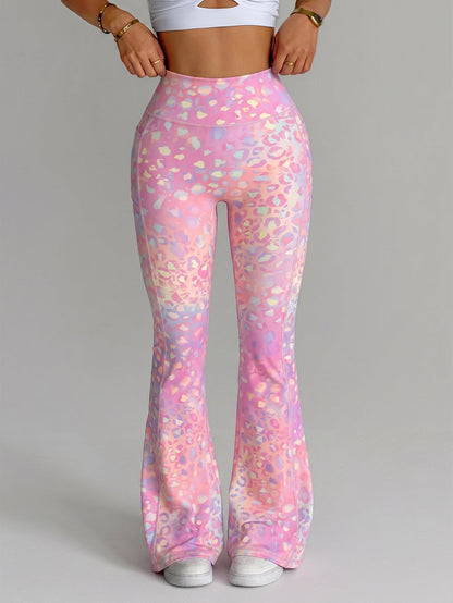 Printed high-waisted tummy-control yoga fitness pants with a tight fit