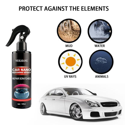 Nano car repairing spray bottle for vehicle surface repair and scratch treatment