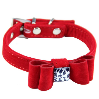 Flannelette dog collar with bow tie by My Store