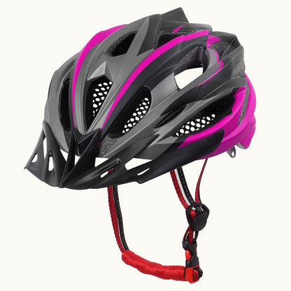 Outdoor riding bicycle helmet in a streamlined design with adjustable fit and protective shell