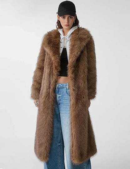 Women's knee-length coat with lapel and hidden buttons by My Store