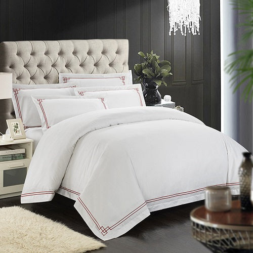 Four-piece cotton bedding set by My Store, showing coordinated sheets and pillowcases in soft fabric