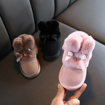 Thickened Xuebu Princess winter shoes in a cozy cold-weather style