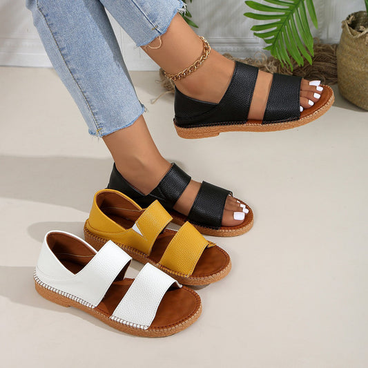 Fairy-style flat soft-soled sandals with delicate detailing in a comfortable slip-on design