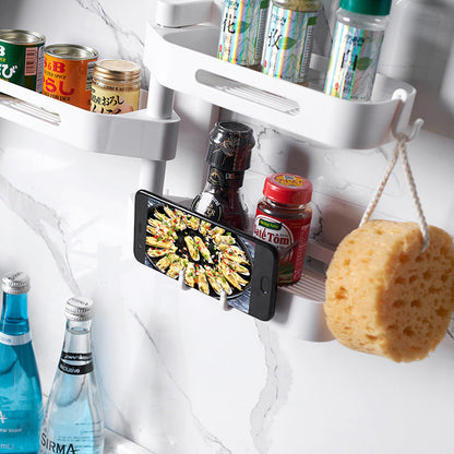 Rotating wall-mounted plastic storage box for kitchen, bathroom, and toilet debris, punch-free design