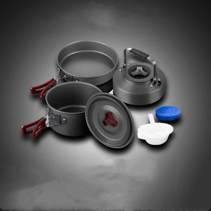 Camping picnic cookware set with camping pot and cookware pieces by My Store