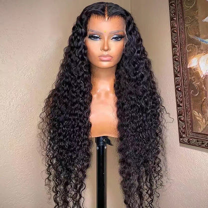Long curly front lace wig for women, made from chemical fiber synthetic hair
