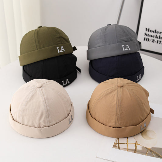 Single-color quick-drying lightweight foldable brimless gentleman's hat for daily shopping and outdoor commuting