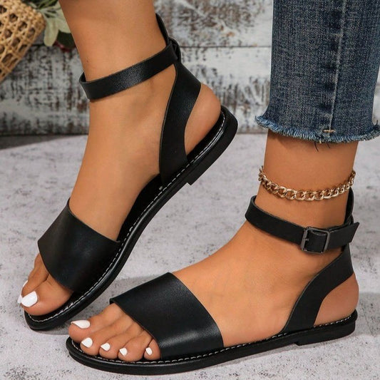 Women's plus size minimalist open toe flat sandals in a comfortable design for daily wear