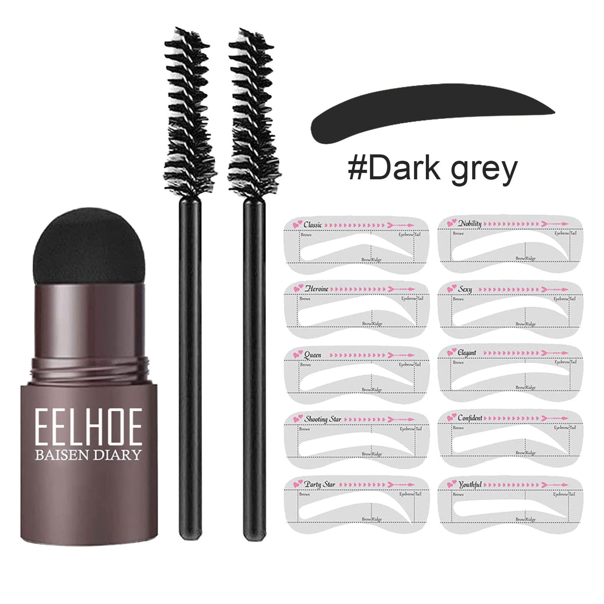 Eyebrow mold set with makeup powder for shaping and defining brows