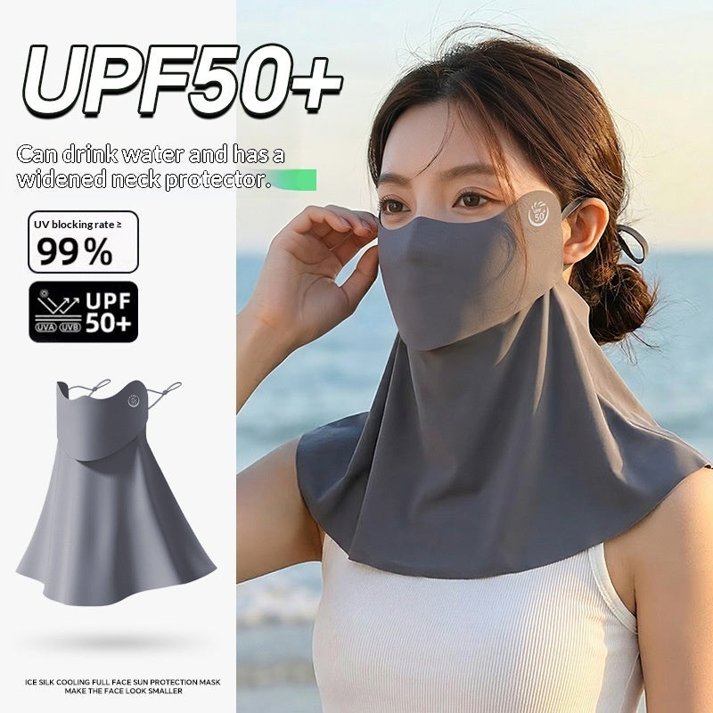 Women's half-face breathable UV-protective sun mask in a lightweight fabric design