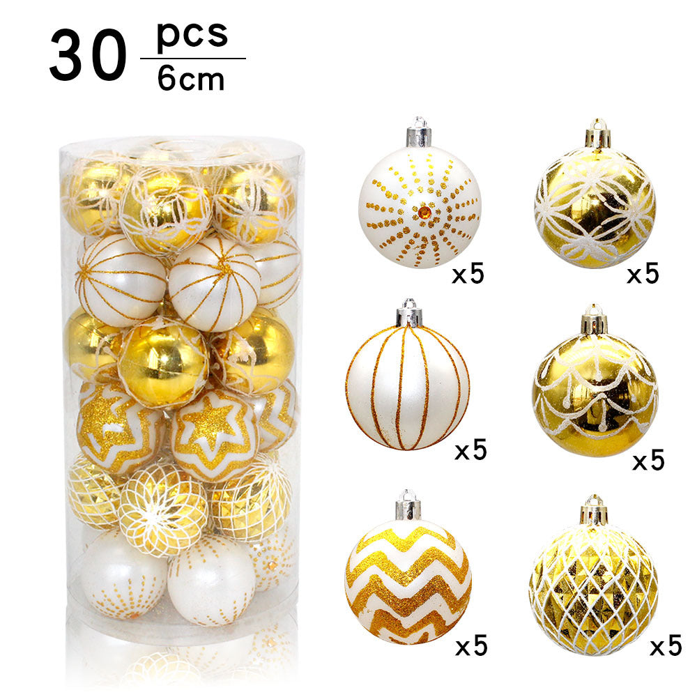 Christmas tree decoration balls in a bucket, assorted festive ornaments close-up